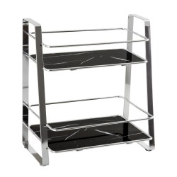 AWD Interior - Kúpeľňová polica dvojposchodová. chróm/čierny mramor AWD02082014 (AWD02082014)