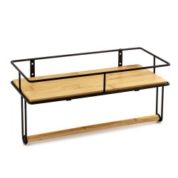 AWD Interior - Nástenná polica, čierna/bambus AWD02081934 (AWD02081934)