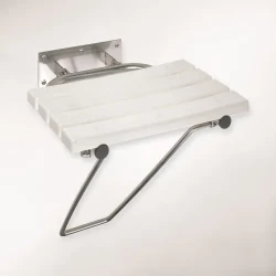 BEMETA HELP sklopné sprchové sedátko s nohou nerez brús, plast biele 301102182 (301102182)