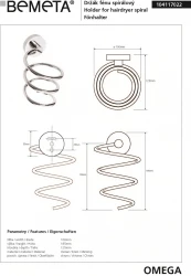 BEMETA OMEGA držiak fénu špirálový (104117022)