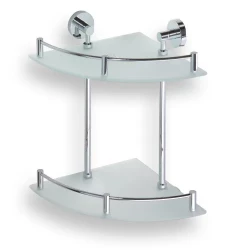BEMETA OMEGA polička sklenená rohová dvojitá s hrazdou 104202142 (104202142)