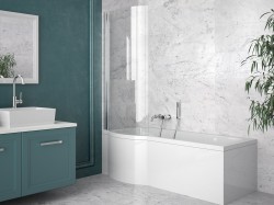 BESCO - Asymetrická vaňa INSPIRO vrátane vaňové zásteny - Farba rámu zásteny - Hliník leštený, Nožičky k vani - S nožičkami, Rozmer vane - 160 × 70 cm, Výplň - Číre bezpečnostné sklo - 5 mm, Spôsob prevedenia - Pravé VANINSPIR160P + OLVPINOZ