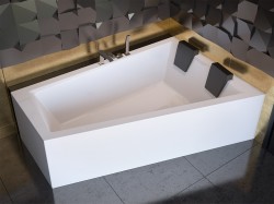 BESCO - Asymetrická vaňa INTIMA DUO - Nožičky k vani - Bez nožičiek, Rozmer vane - 170 × 125 cm, Spôsob prevedenia - Pravé (VANINTID17P)