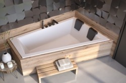 BESCO - Asymetrická vaňa INTIMA DUO SLIM - Nožičky k vani - S nožičkami, Rozmer vane - 180 × 125 cm, Spôsob prevedenia - Pravé VANINTID18SLIMP + OLVPINOZSTELID