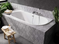 BESCO - Asymetrická vaňa VICA SLIM+ biela, sifón so štrbinovým prepadom - Farba sifónu - Chróm, Nožičky k vani - Bez nožičiek, Rozmer vane - 170 × 80 cm (VANVIC170SLIM)