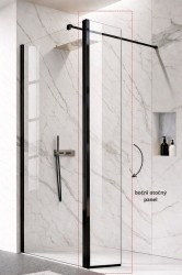 BESCO - Bočný otočný panel LAGOS BLACK NEW 200 - Pevná stena - 30 Výplň - Matné bezpečnostné sklo - 8 mm (BCLAGO2OPBF)