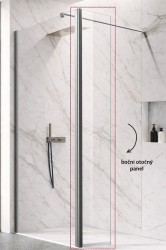 BESCO - Bočný otočný panel LAGOS CHROM NEW 200 - Pevná stena - 30 Výplň - Matné bezpečnostné sklo - 8 mm (BCLAGO2OPCF)