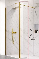 BESCO - Bočný otočný panel LAGOS GOLD NEW 200 - Pevná stena - 30 Výplň - Číre bezpečnostné sklo - 8 mm (BCLAGO2OPBGC)