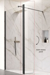 BESCO - Bočný otočný panel LAGOS GRAFIT NEW 200 - Pevná stena - 30 Výplň - Číre bezpečnostné sklo - 8 mm (BCLAGO2OPGC)