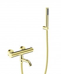BESCO - Nástenná termostatická vaňová batéria VEO zlatá lesklá s príslušenstvom (BABWVSTJZ)