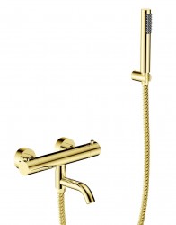 BESCO - Nástenná termostatická vaňová batéria VEO zlatá s príslušenstvom (BABWVSTZL)