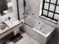 BESCO - Obdĺžniková vaňa QUADRO SLIM - Nožičky k vani - S nožičkami, Rozmer vane - 190 × 90 cm (VANQAUD190SLIM+OLVPINOZSTELWD)