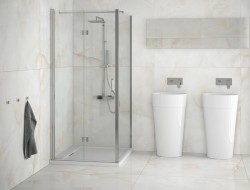 BESCO - Pevná stena EXO-CH - FARBA rámu - Chróm / Leštený hliník (ALU), Rozmer A - 80, Rozmer C - 190, Smer zatvárania - Univerzálne Ľavé / Pravé, Výplň - Číre bezpečnostné sklo - 6 mm (BCEXOCH80CC)