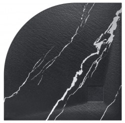 BESCO - Štvrťkruhová sprchová vanička VEXO MARBLE - čierna (VANKVEX90CTVRMB)