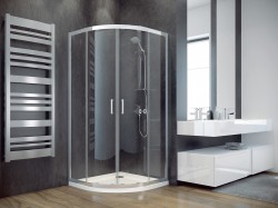 BESCO - Štvrťkruhový sprchovací kút MODERN 185 - FARBA rámu - Chróm / Leštený hliník (ALU), Rozmer A - 80, Rozmer B - 80, Rozmer C - 185, Smer zatvárania - Univerzálne Ľavé / Pravé, Výplň - Fume bezpečnostné sklo - 6 mm (BCMOD80CTVRTCG)