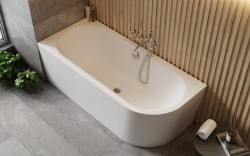 BESCO - Voľne stojaca vaňa AVITA A-LINE biela, sifón s napúšťaním prepadom - Farba sifónu - Biela, Rozmer vane - 150 × 75 cm, Spôsob prevedenia - Ľavé (VANAVITAL15LWN)