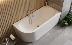 BESCO - Voľne stojaca vaňa AVITA A-LINE biela, sifón s napúšťaním prepadom - Farba sifónu - Biela, Rozmer vane - 150 × 75 cm, Spôsob prevedenia - Pravé (VANAVITAL15PWN)