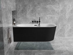 BESCO - Voľne stojaca vaňa AVITA A-LINE čierna/biela, sifón so štrbinovým prepadom - Farba sifónu - Chróm, Rozmer vane - 170 × 75 cm, Spôsob prevedenia - Ľavé (VANAVITAL17LBW)