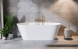 BESCO - Voľne stojaca vaňa DEEVA biela - Farba - Biela, Farba sifónu - Chróm, Rozmer vane - 170 × 80 cm (VANDEEVA170C)