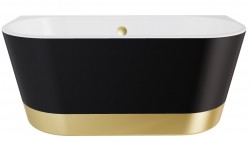 BESCO - Voľne stojaca vaňa VICA NEW s pásom, sifón s prepadom - Farba - Čierna matná tmavá, Farba sifónu - Zlatá, Rozmer vane - 160 × 80 cm (VANVIC160NMZN)
