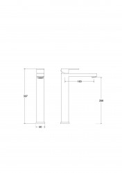 BESCO - Vysoká stojanová umývadlová batéria MODERN I - Farebnica - Chróm duplicít (BABWMVICH)