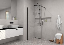 BESCO - Walk-in sprchovací kút ECO-N BLACK - FARBA rámu - Čierna, Pevná stena - Bez pevnej steny, Rozmer A - 90, Rozmer C - 195, Výplň - Číre bezpečnostné sklo - 6 mm (BCEXON90BC)