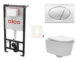 Cenově zvýhodněný závěsný WC set Alca do lehkých stěn / předstěnová montáž + WC SAT Brevis SIKOASW2 (SIKOASW2)