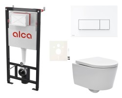 Cenově zvýhodněný závěsný WC set Alca do lehkých stěn / předstěnová montáž + WC SAT Brevis SIKOASW7 (SIKOASW7)