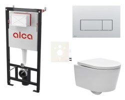 Cenově zvýhodněný závěsný WC set Alca do lehkých stěn / předstěnová montáž + WC SAT Brevis SIKOASW9 (SIKOASW9)
