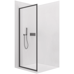 CERANO - Boční stěna Versaro L/P - 6 mm - černá matná, transparentní sklo - 90x195  - jednodílná pevná (CER-8050BD80278)