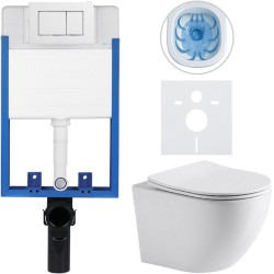 CERANO - Kompletný podomietkový WC set Lite/Cesso - biela lesklá - WC tlačidlo Classic, biele - na zamurovanie - 49x36 (CER-8050BD12)