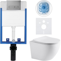 CERANO - Kompletný podomietkový WC set Lite/Cesso - biela matná - WC tlačidlo Slim, tmavo šedá - na zamurovanie - 49x36 (CER-448582)
