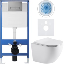 CERANO - Kompletný podomietkový WC set Lite/Cesso - biela matná - WC tlačidlo Slim, tmavo šedá - predstenová inštalácia / sadrokartón - 49x36 (CER-518932)