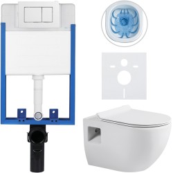CERANO - Kompletný podomietkový WC set Lite/Dure - biela lesklá - WC tlačidlo Classic, biele - na zamurovanie - 51x35 (CER-665299)