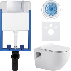 CERANO - Kompletný podomietkový WC set Lite/Dure - biela lesklá - WC tlačidlo Classic, chróm - na zamurovanie - 51x35 (CER-665869)
