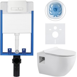 CERANO - Kompletný podomietkový WC set Lite/Dure - biela lesklá - WC tlačidlo Slim, biele - na zamurovanie - 51x35 (CER-665875)