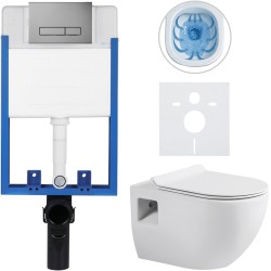 CERANO - Kompletný podomietkový WC set Lite/Dure - biela lesklá - WC tlačidlo Slim, tmavo šedá - na zamurovanie - 51x35 (CER-751441)