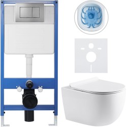 CERANO - Kompletný podomietkový WC set Lite/Felci - biela lesklá - WC tlačidlo Classic, tmavo šedá - predstenová inštalácia / sadrokartón - 52,5x36 (CER-331320)