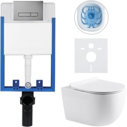 CERANO - Kompletný podomietkový WC set Lite/Felci - biela lesklá - WC tlačidlo Slim, tmavo šedá - na zamurovanie - 52,5x36 (CER-351617)
