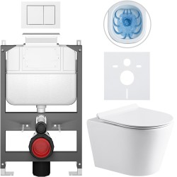 CERANO - Kompletný WC set Basic/Carlito - biela lesklá - WC tlačidlo Maxio/Biela - ovládanie zhora - predstenová inštalácia - 48,5x36,5 (CER-8050BD86030)