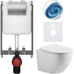 CERANO - Kompletný WC set Basic/Cesso - biela lesklá - WC tlačidlo Modulo/Strieborná - na zamurovanie - 49x36 (CER-8050BD86011)