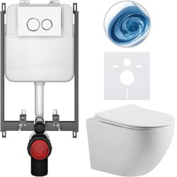 CERANO - Kompletný WC set Basic/Cesso - biela matná - WC tlačidlo Dualo/Biela - na zamurovanie - 49x36 (CER-8050BD86151)
