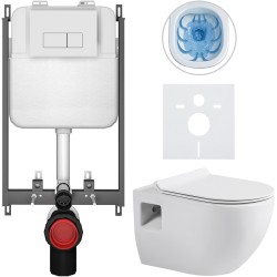CERANO - Kompletný WC set Basic/Dure - biela lesklá - WC tlačidlo Modulo/Biela - na zamurovanie - 51x35 (CER-8050BD85900)