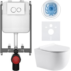 CERANO - Kompletný WC set Basic/Felci - biela lesklá - WC tlačidlo Dualo/Biela - na zamurovanie - 53x37 (CER-8050BD86061)
