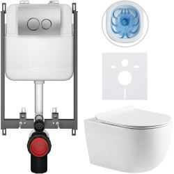 CERANO - Kompletný WC set Basic/Felci - biela lesklá - WC tlačidlo Dualo/Strieborná - na zamurovanie - 53x37 (CER-8050BD86071)
