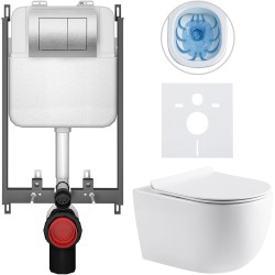 CERANO - Kompletný WC set Basic/Felci - biela lesklá - WC tlačidlo Maxio/Strieborná - na zamurovanie - 53x37 (CER-8050BD86086)