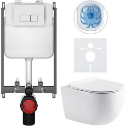 CERANO - Kompletný WC set Basic/Felci - biela lesklá - WC tlačidlo Modulo/Biela - na zamurovanie - 53x37 (CER-8050BD86091)