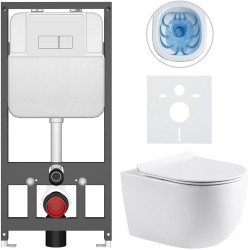 CERANO - Kompletný WC set Basic/Felci - biela lesklá - WC tlačidlo Modulo/Biela - závesné - predstenová inštalácia - 53x37 (CER-8050BD86093)
