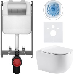 CERANO - Kompletný WC set Basic/Felci - biela lesklá - WC tlačidlo Modulo/Strieborná - na zamurovanie - 53x37 (CER-8050BD86101)
