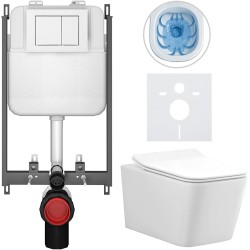 CERANO - Kompletný WC set Basic/Forte - biela lesklá - WC tlačidlo Maxio/Biela - na zamurovanie - 51x36 (CER-8050BD86121)